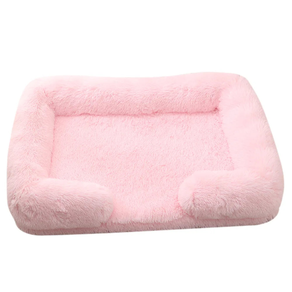 Half Surround Full Filling Medium Dog Bed Winter Warm Large Dog Sofa Soft Square Cat Bed Kennel Plush Puppy House Accessories