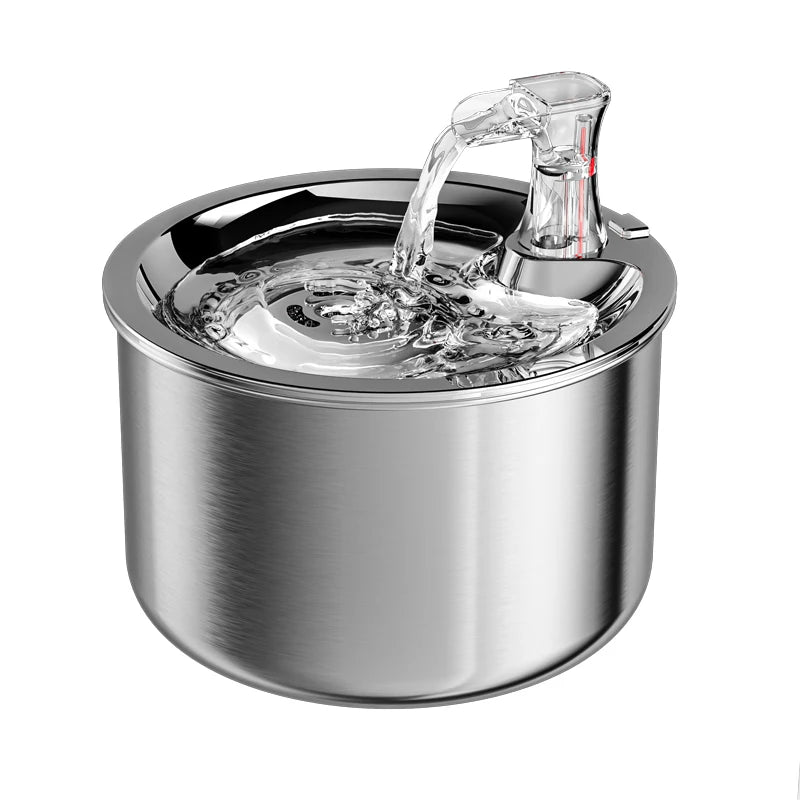 2L fully stainless steel pet water dispenser automatic cat water fountain with red water level Holiday gifts floaters