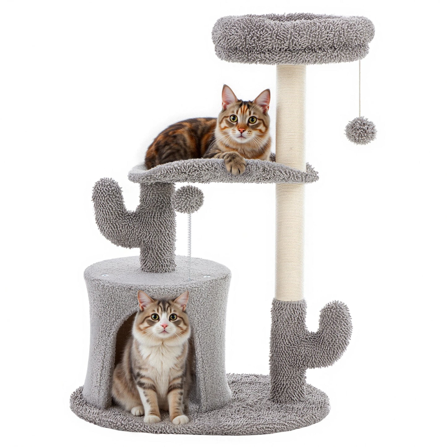 JHK 33IN Cat Tree Tall Multi-Level Tower for Indoor Pet Furniture Stable Kitty Play House with Sisal Scratching Post for Home
