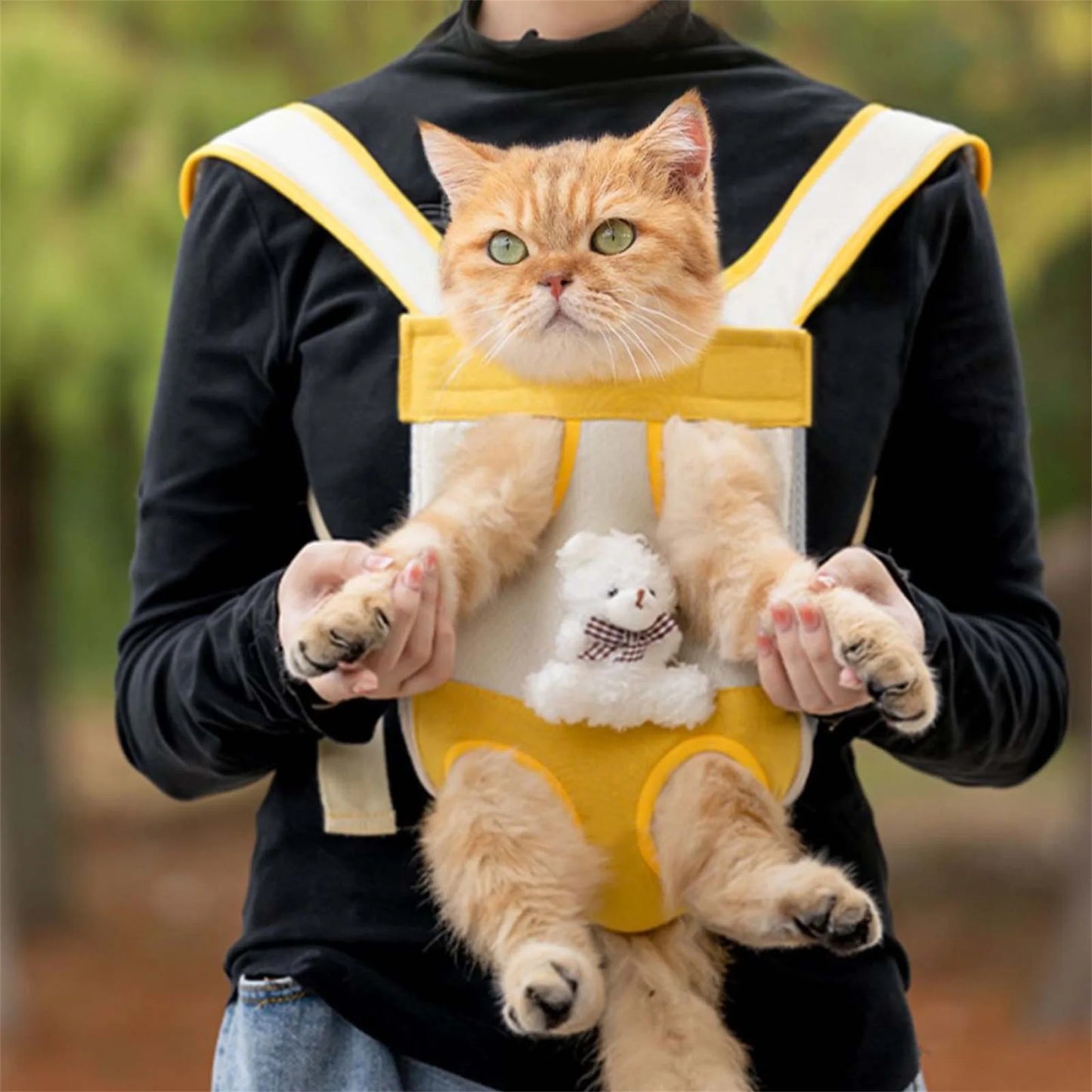 Portable Dog Carrier Backpack Hands-Free Pet Travel Bag with Adjustable Straps Breathable Front and Back Cat Carrier for