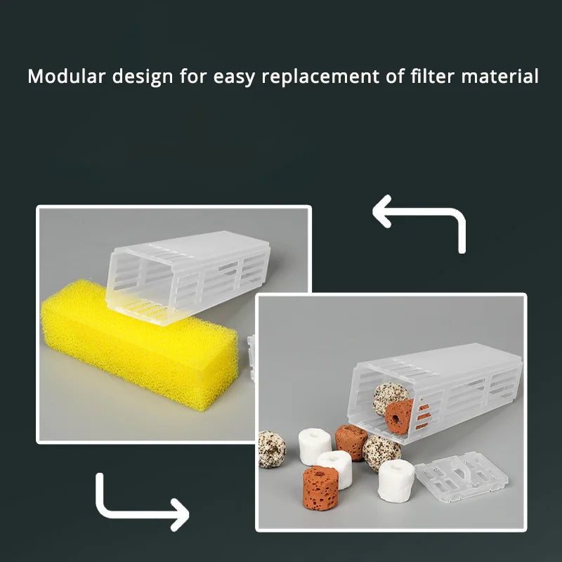 Small Medium Aquarium Waterfall Wall Mounted Filtration Filter Modular Filter Cartridges Adjustable Flow Waterfall Oxygenation