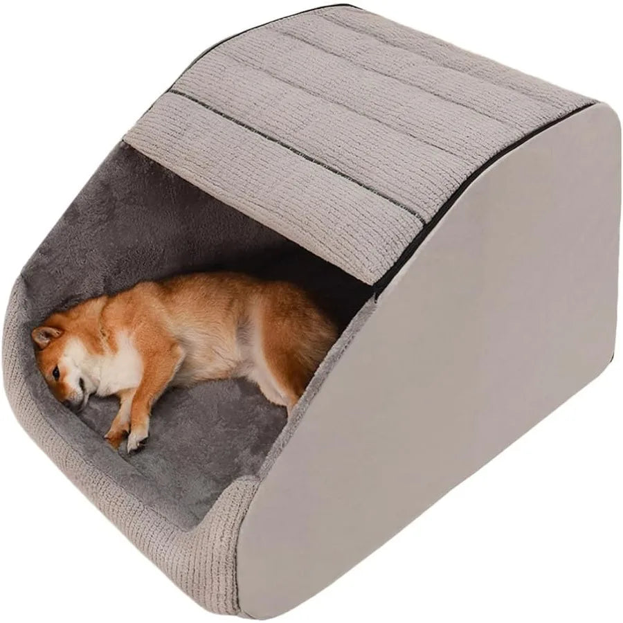 Extra Large Dog Bed House Cozy Dog House Indoor Memory Sponge Plush Dog Cave Bed Crate Cushion with NonSlip Bottom for Medium L