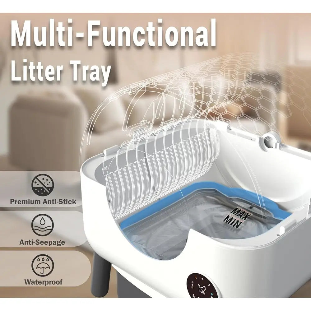 Extra Large Smart Cat Litter Box S7 - Self-Cleaning, App-Controlled, Low Noise, Washable with 40 Trash Bags