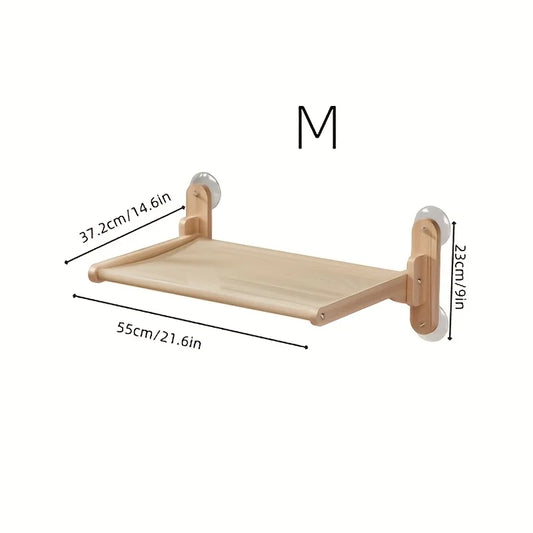 Cat hammock, cat window, suction cup cat bed, suspended sunbathing cat bed, solid wood cat climbing frame, balcony pet supplies