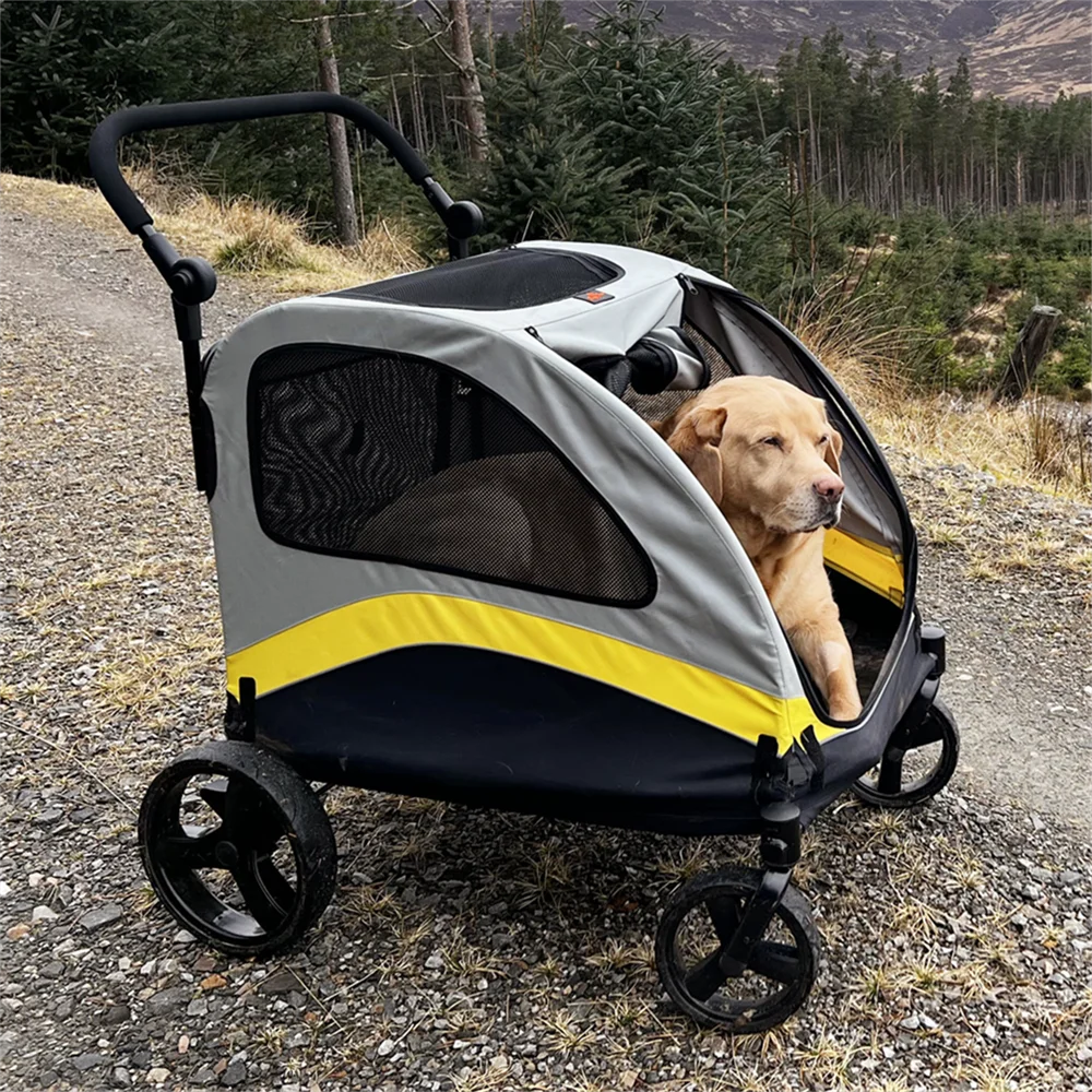 Premium Four Wheel Dog Stroller Foldable Cart For All Sizes