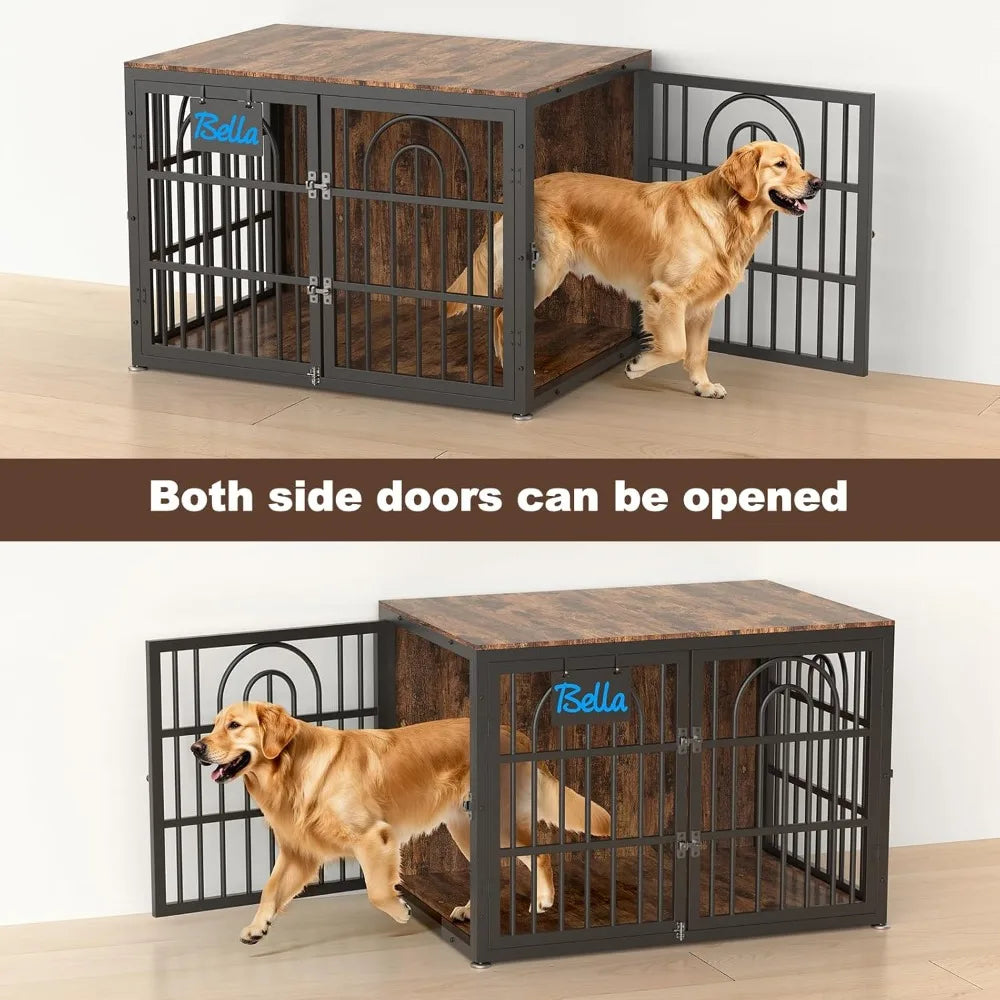 32" Dog Crate Furniture, Heavy Duty Dogs Crates, Doges Kennel Furniture Indoor for Small Dogs as TV Stand, Wooden Cage End Table