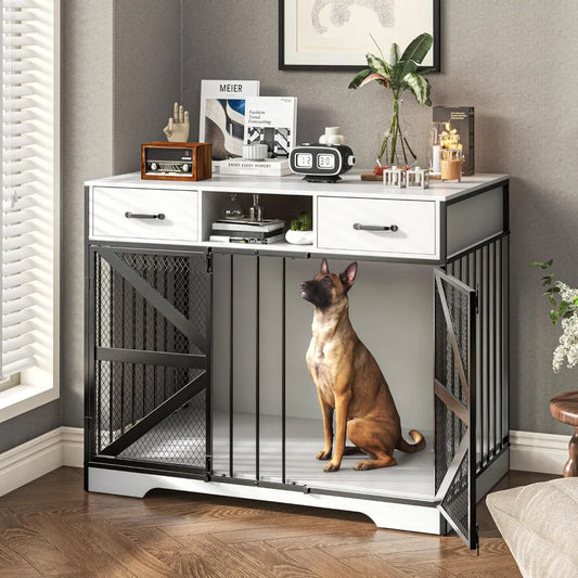 Heavy Duty Wooden Dog Crate Tv Stand With Drawers Large
