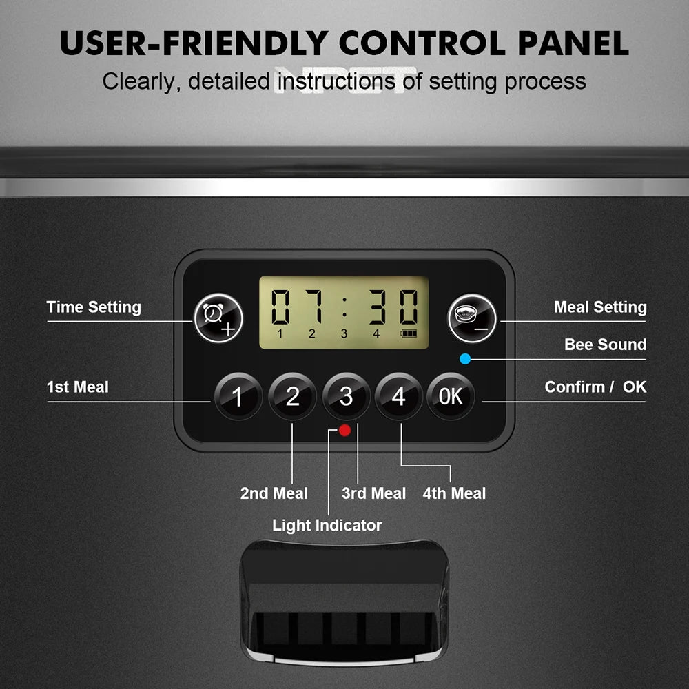 NPET 4L Automatic Smart Pet Feeder Stainless Steel Bowl