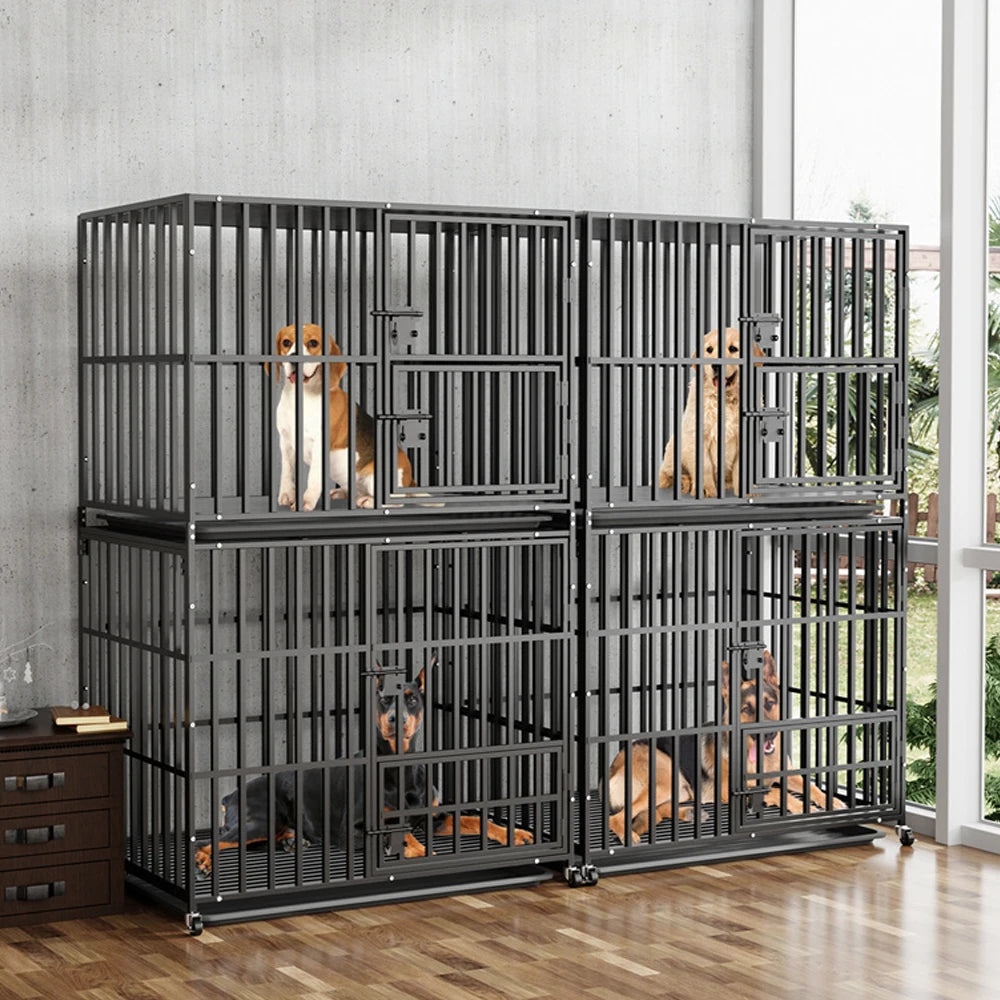 BORWARTH Large Dog Crate Stackable With Removable Tray