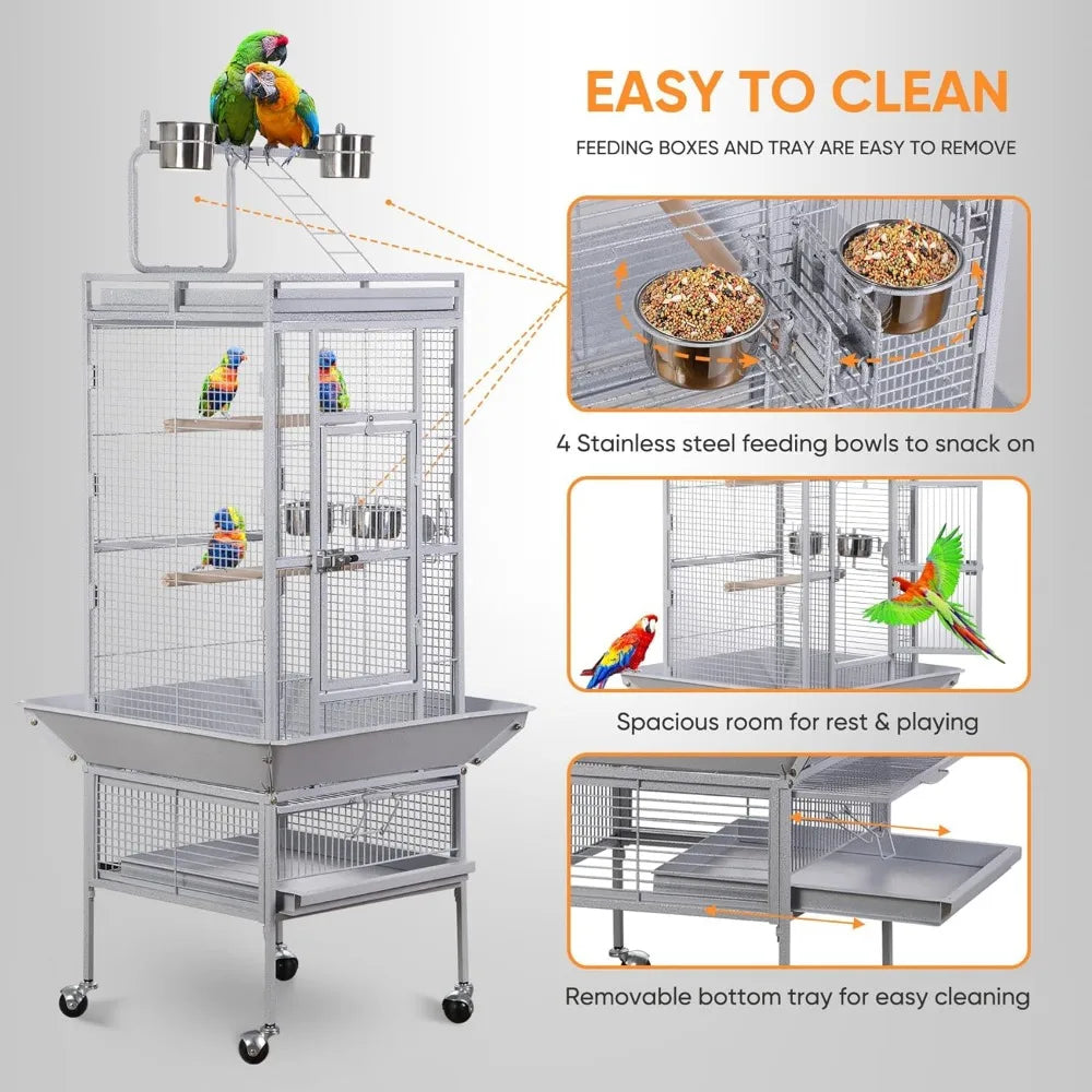 spacious white 20x12.5x15.5 travel bird cage