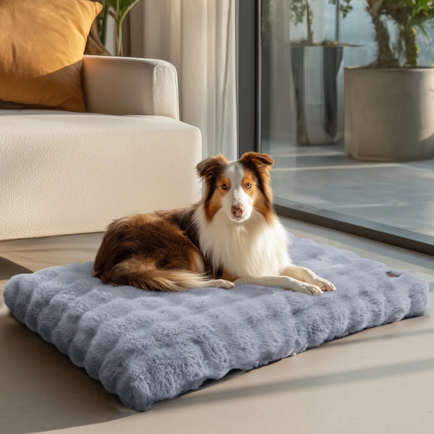 M-4XL Ultra-soft Plush Dog Bed Pet Cat Calming Sleeping Bed Thicker Foam Base Crate Bed Multiple Sizes Option for Dogs