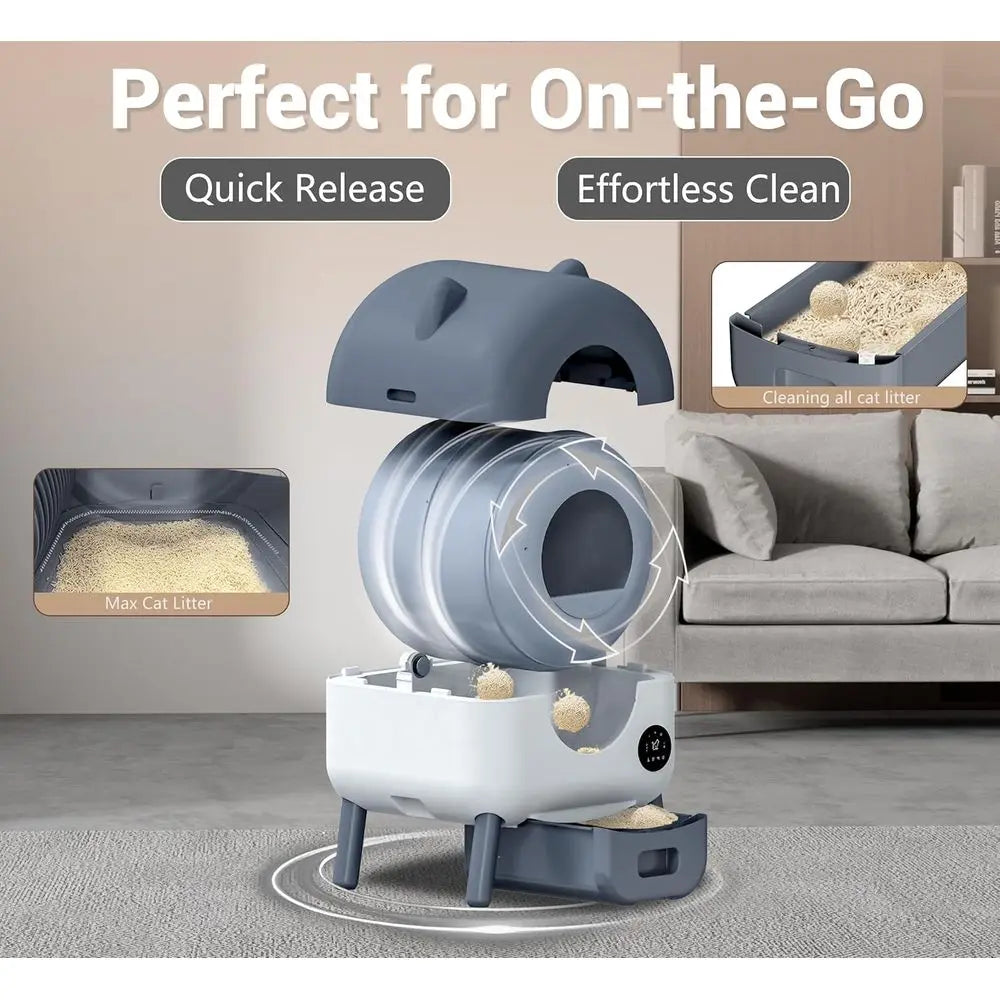 Extra Large Smart Cat Litter Box S7 - Self-Cleaning, App-Controlled, Low Noise, Washable with 40 Trash Bags