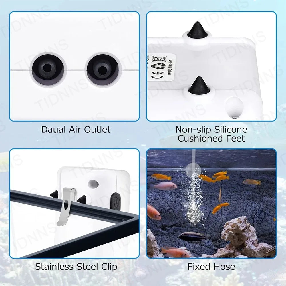 Portable USB Oxygen Pump For Aquarium With 6000mAh Battery