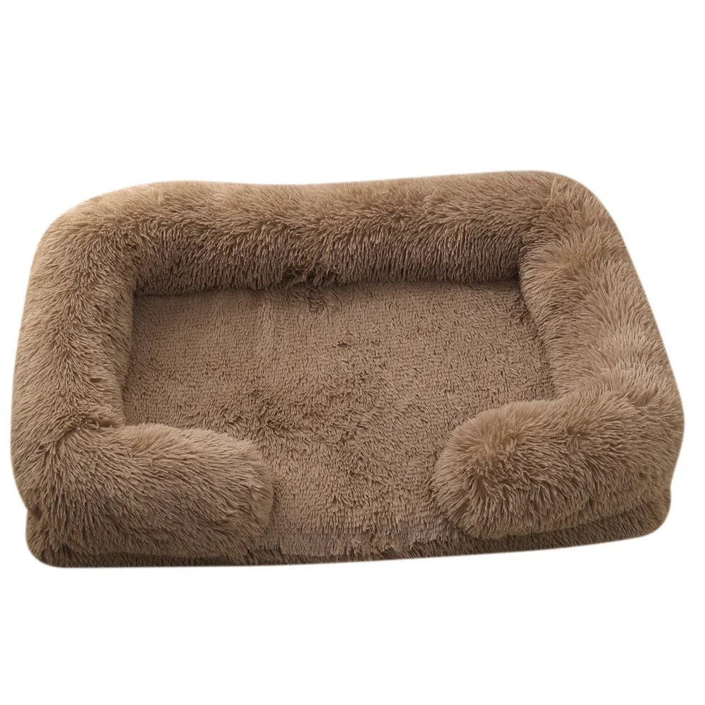 Half Surround Full Filling Medium Dog Bed Winter Warm Large Dog Sofa Soft Square Cat Bed Kennel Plush Puppy House Accessories