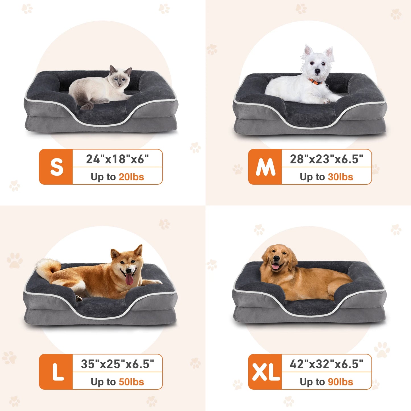 Memory Foam Pet Bed for Dogs and Cats with Washable Cover