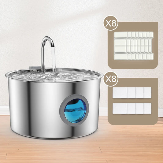 Stainless Steel Cat Water Fountain , 108oz Pet Fountain Dispenser Automatic for Inside Dog Cats Drinking Replaceable filters