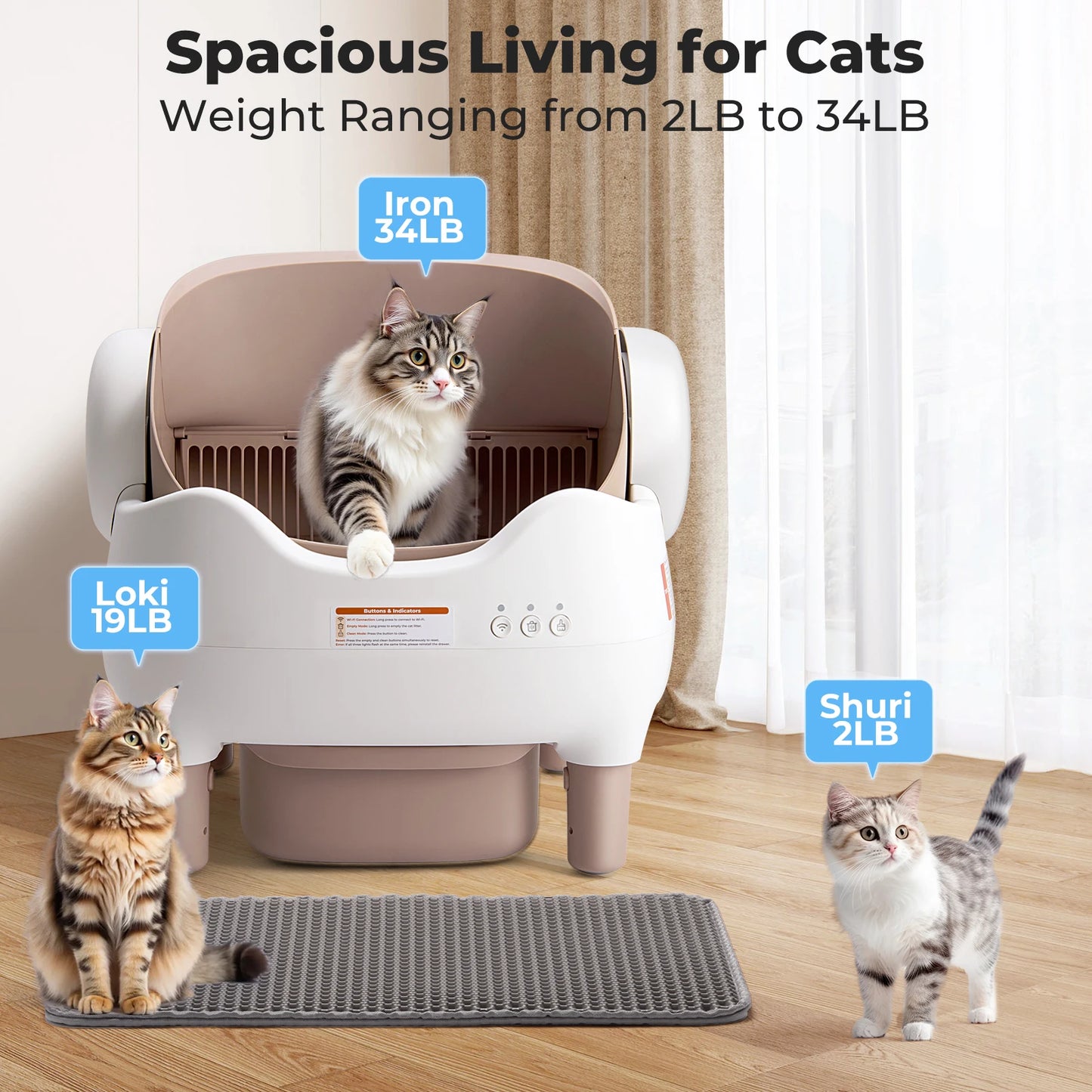 Lunapurr Self Cleaning Litter Box App Control For Multi Cats