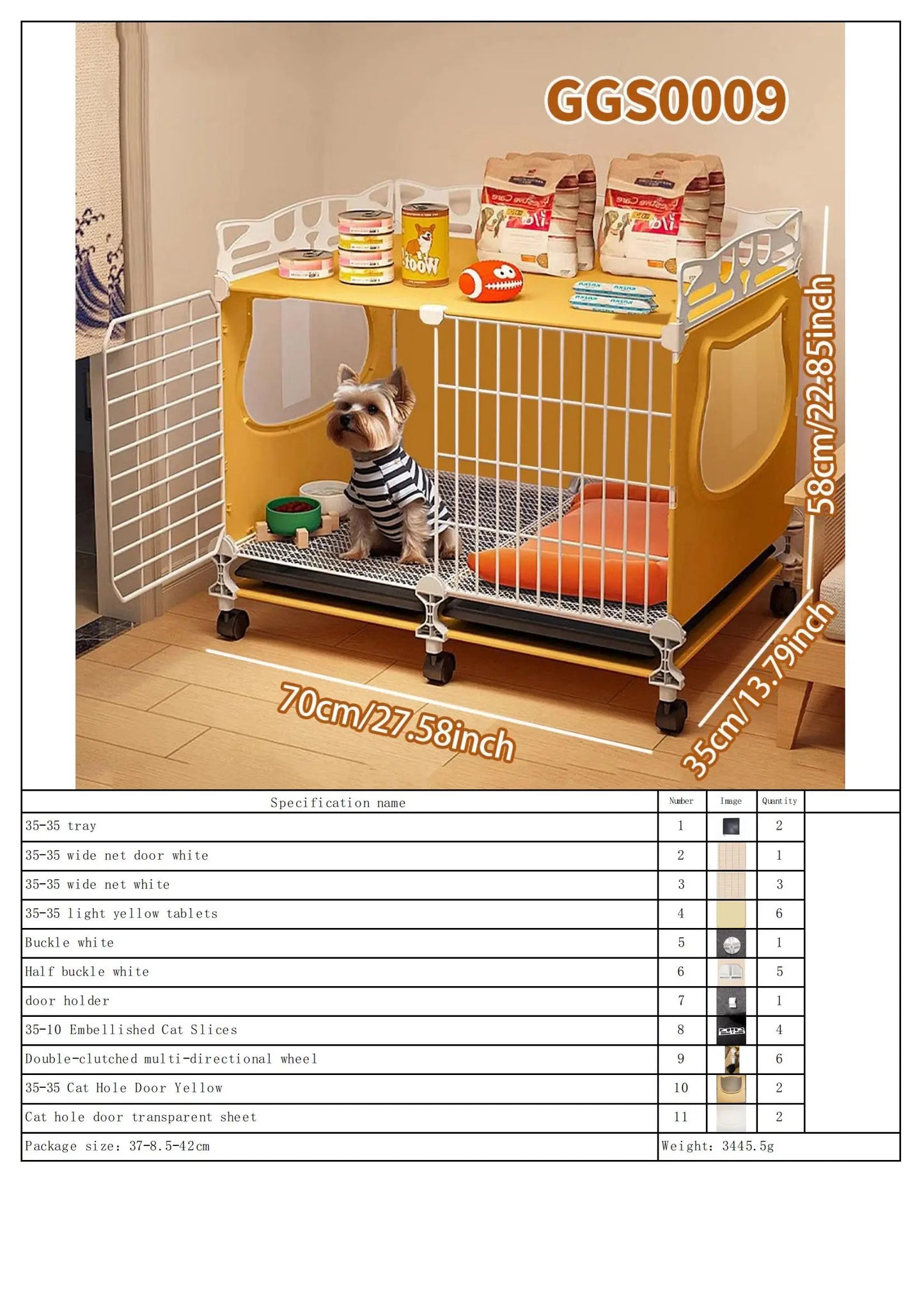 Dog Cage with Tray for Small Dogs Like Pomeranian, Teddy, Bichon, Pet Kennel for Autumn and Winter, Warm Dog Bed for Small Dogs with Separate Toilet