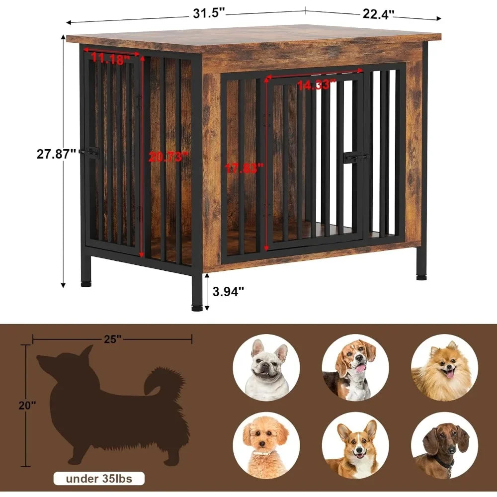 31.5" Small Dog Crate Furniture, Chew-Resistant Dog Crates for Small and Medium Dogs, Dog Kennel Furniture Indoor