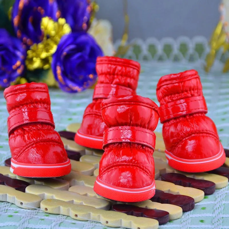 4Pcs/set Pet Dogs Winter Rain Shoes Waterproof Dog Snow Boots