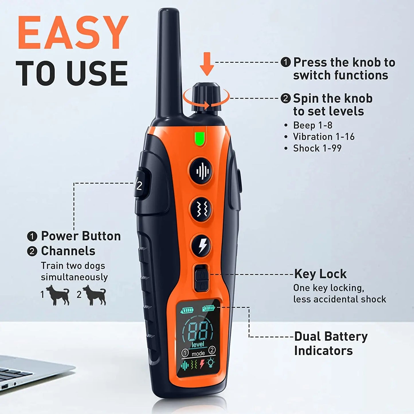 WXRPET RS3 Dog Training Collar Remote Beep Vibration 3300Ft