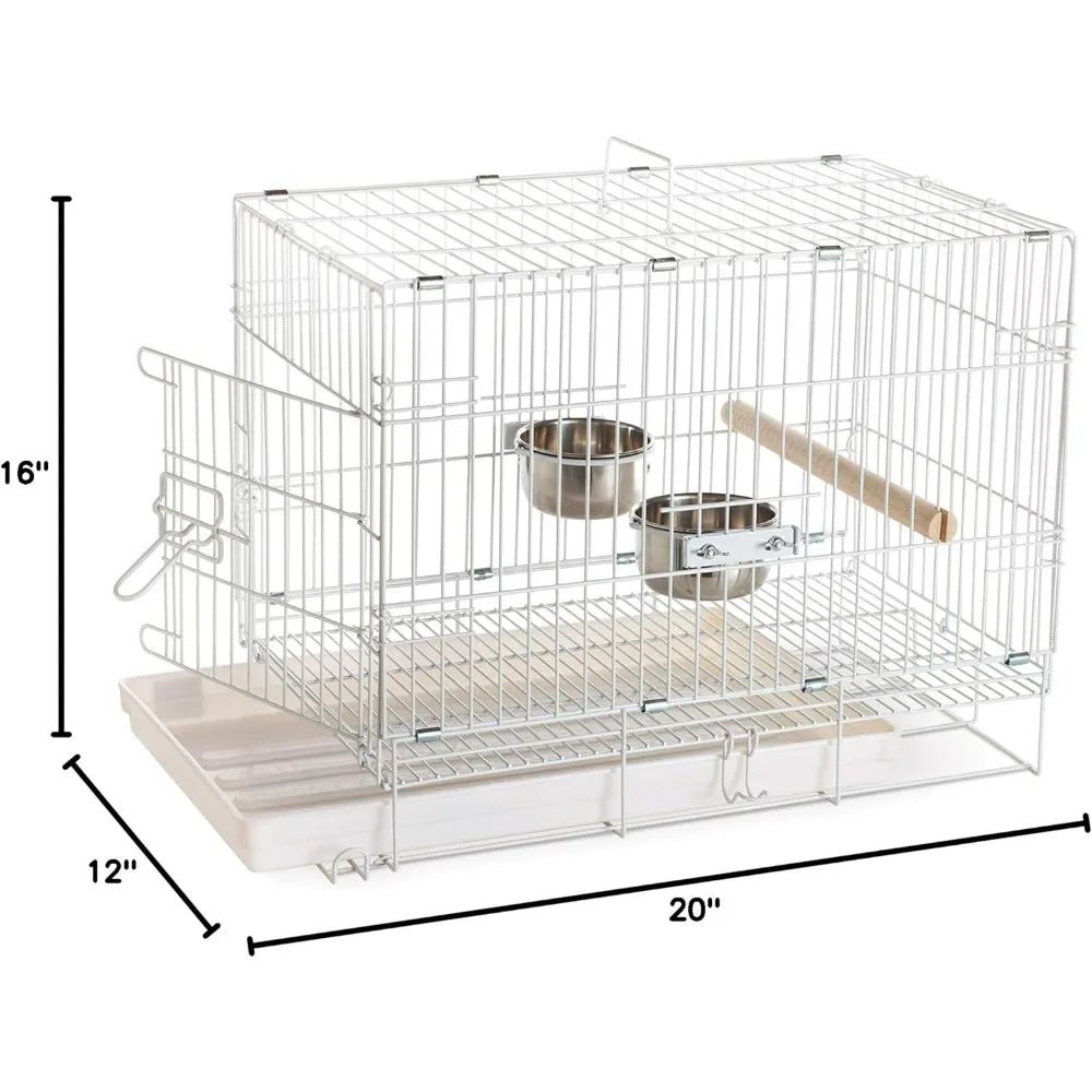 spacious white 20x12.5x15.5 travel bird cage