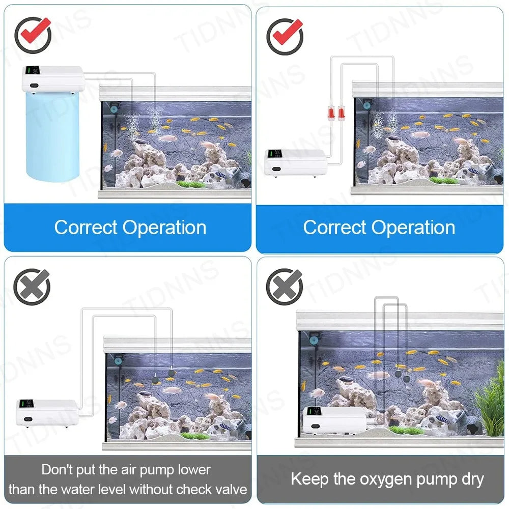 Portable USB Oxygen Pump For Fish Tank 6000mAh Battery