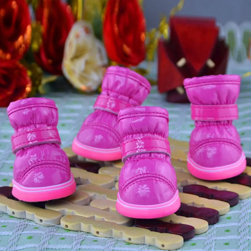 4Pcs/set Pet Dogs Winter Rain Shoes Waterproof Dog Snow Boots