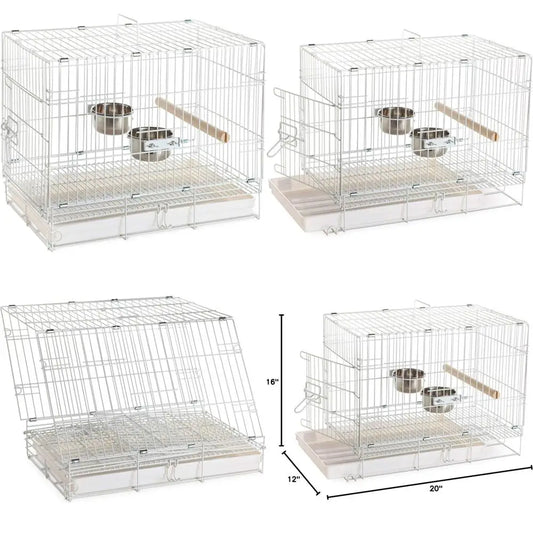 spacious white 20x12.5x15.5 travel bird cage