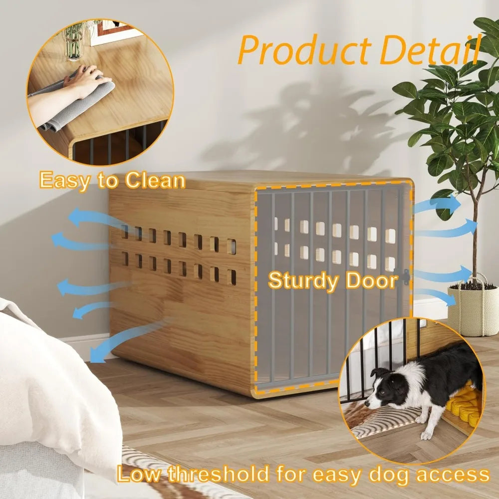 Furniture Dog Crate for Medium & Small, Solid Wood Puppy Crates for Small Indoor, Decorative Dog Kennel Indoor with Door
