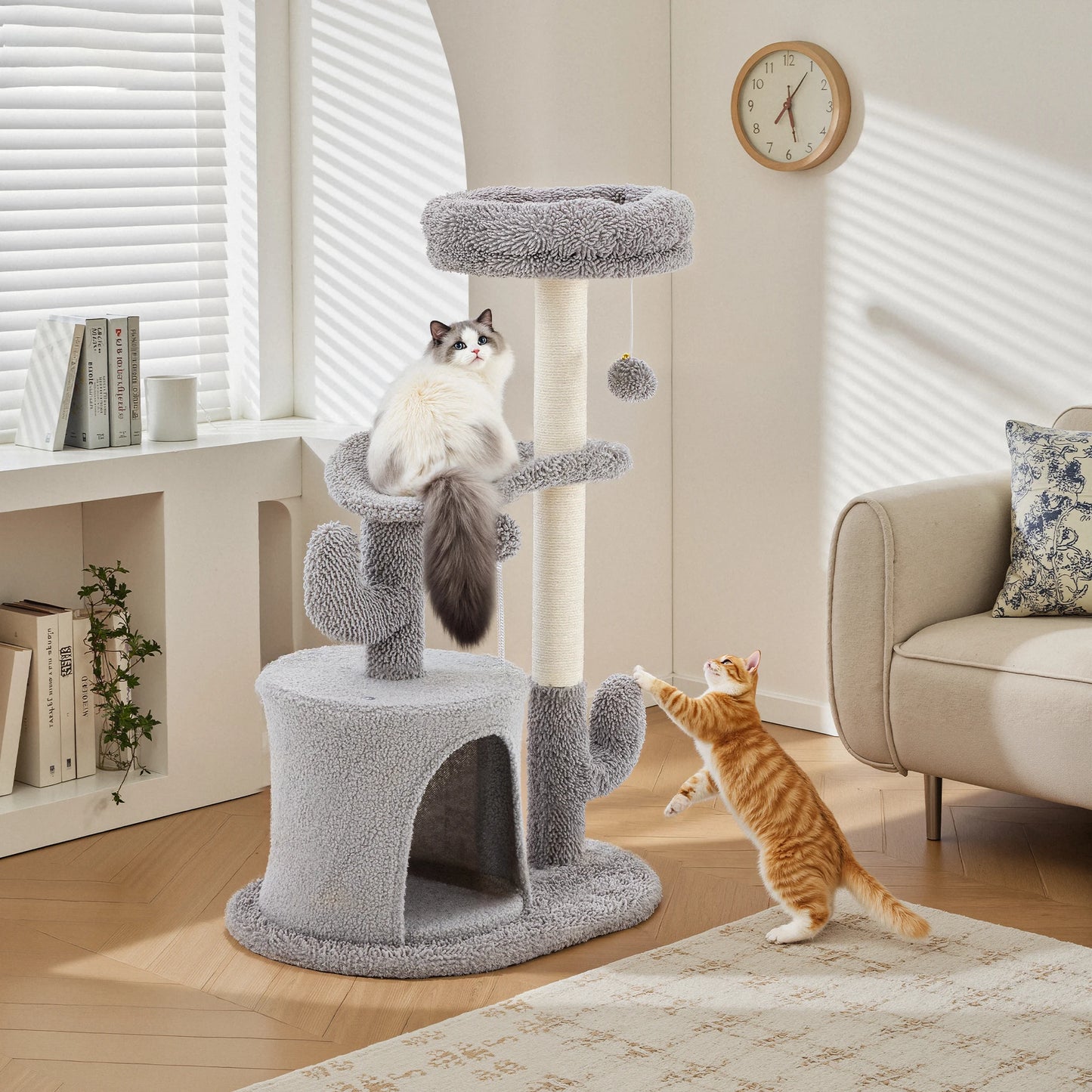 JHK 33IN Cat Tree Tall Multi-Level Tower for Indoor Pet Furniture Stable Kitty Play House with Sisal Scratching Post for Home