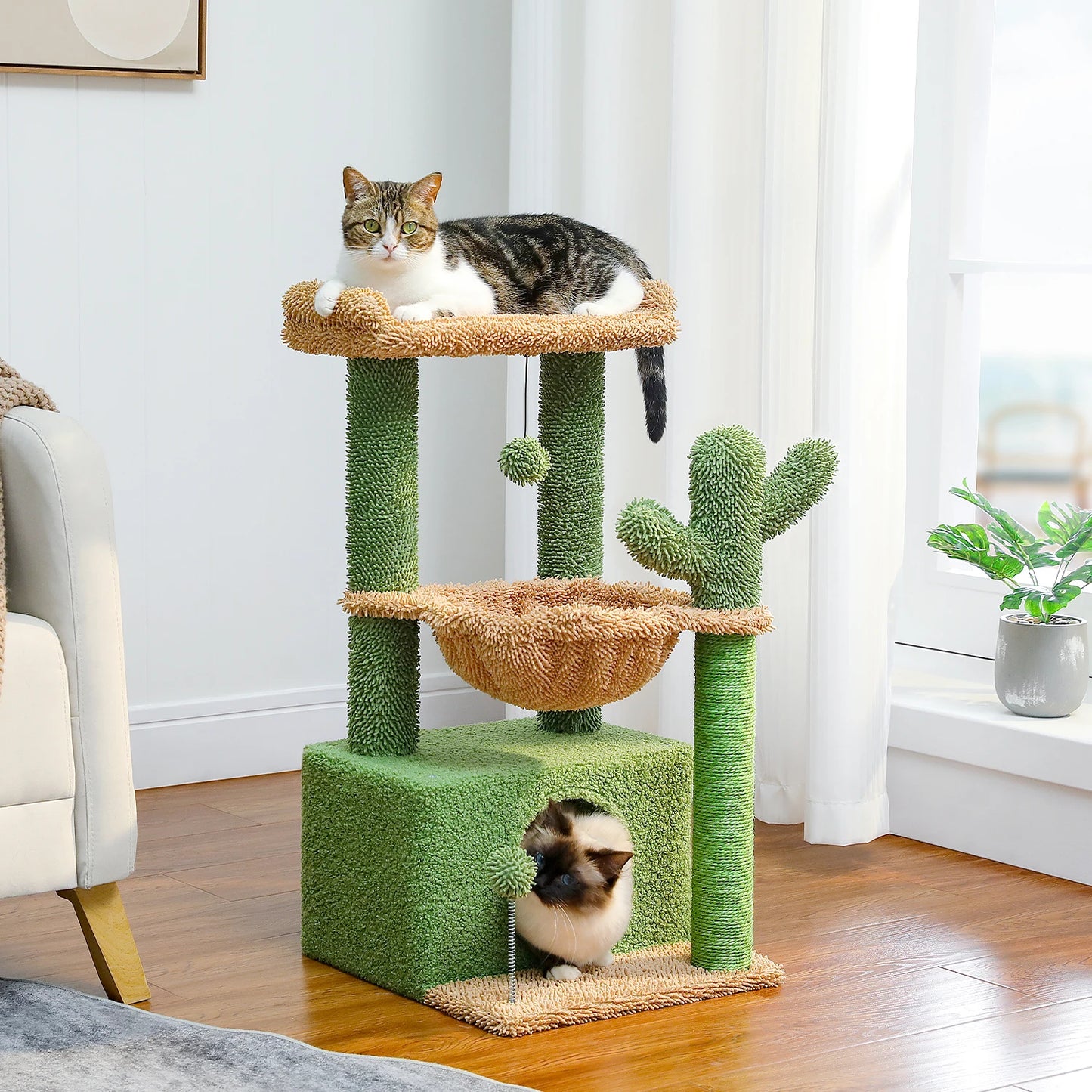 Cactus 4 In 1 Indoor Cat Tree With Oversized Condo