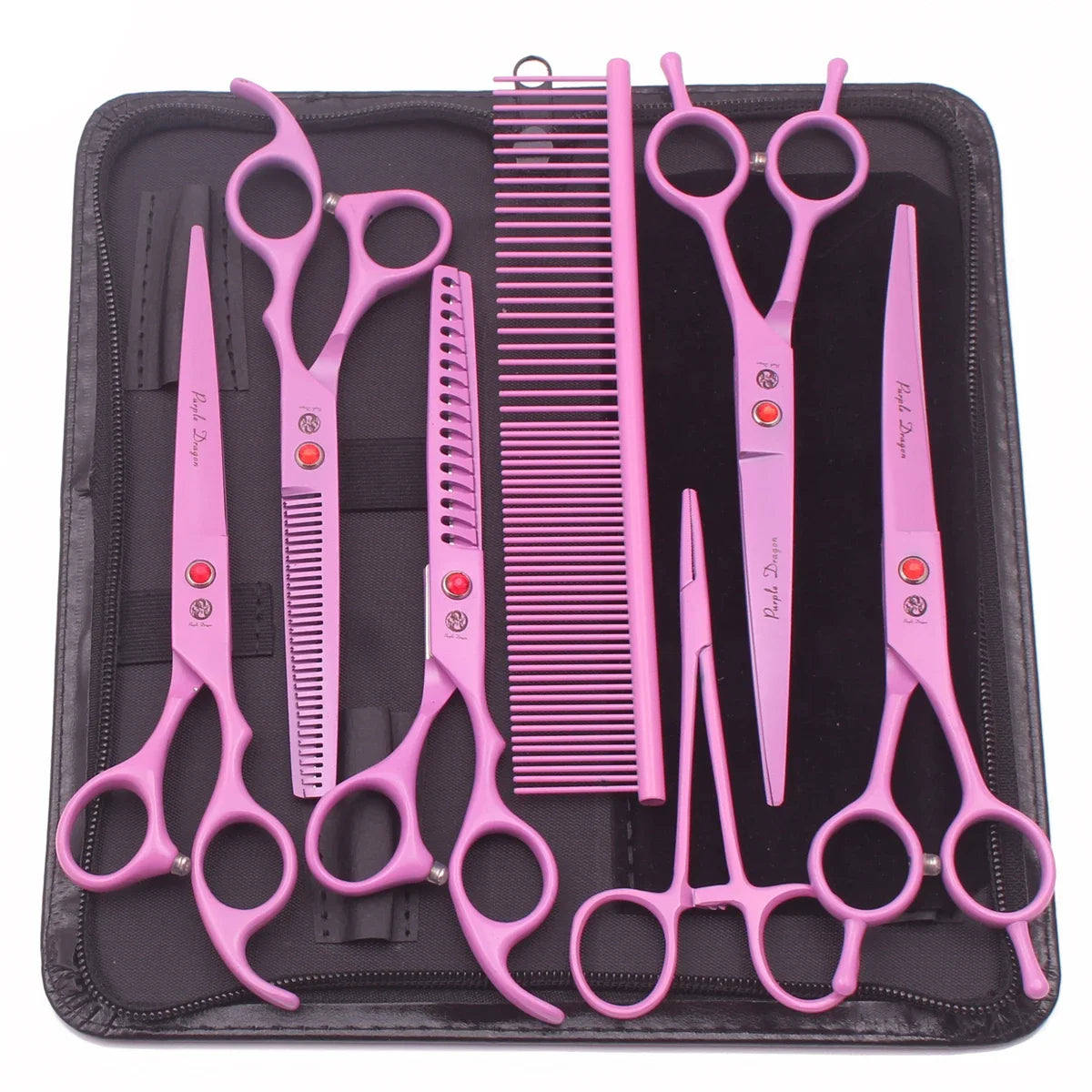 Purple Dragon Dog Grooming Scissors Kit 7 Inch Stainless