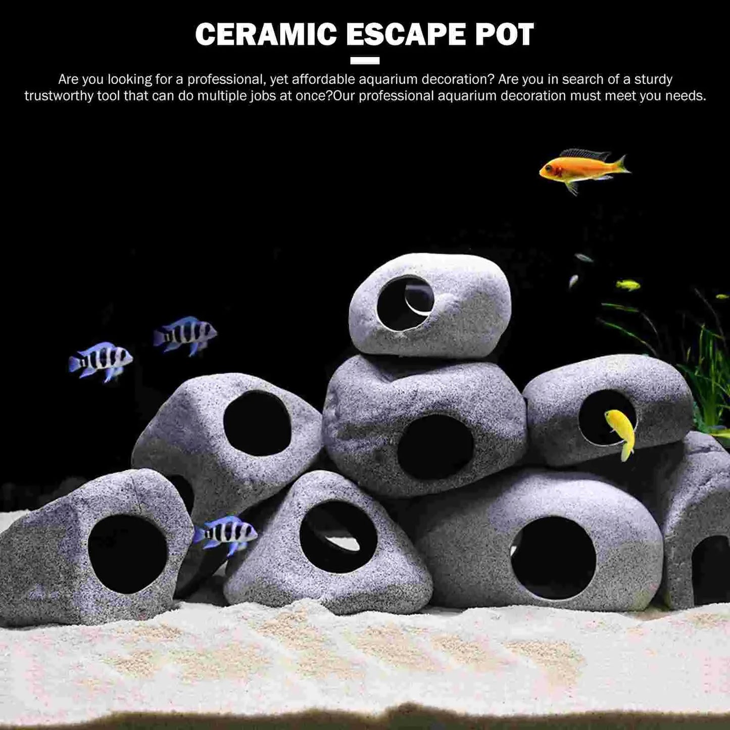 Ceramic Fish Eluding House Hiding Tank Cave Aquarium Shrimp Adornment Decorations naments Breeding Cave Pet Products Safe Easy