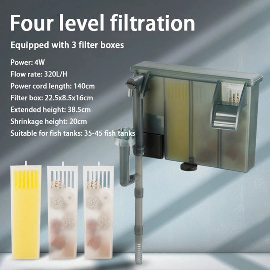Fish Tank Filters External Aquarium Filter Waterfall Hang on Oxygenate Filter Three-in-one Aquarium Oil Film Removal Machine