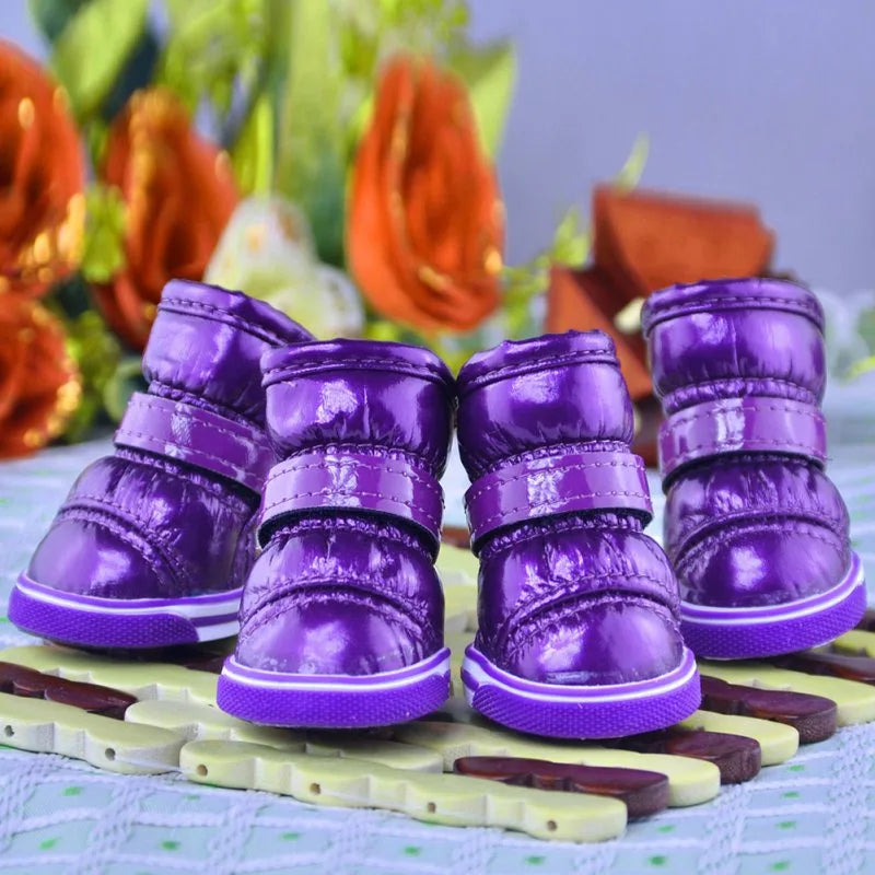 4Pcs/set Pet Dogs Winter Rain Shoes Waterproof Dog Snow Boots