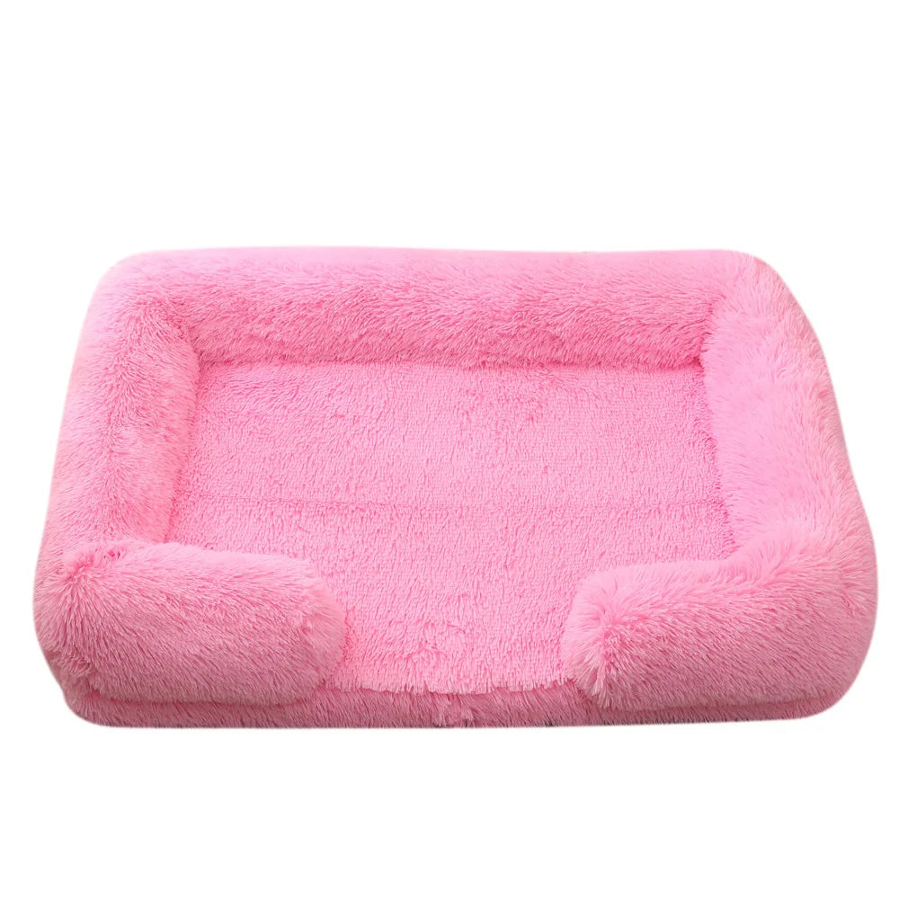 Half Surround Full Filling Medium Dog Bed Winter Warm Large Dog Sofa Soft Square Cat Bed Kennel Plush Puppy House Accessories