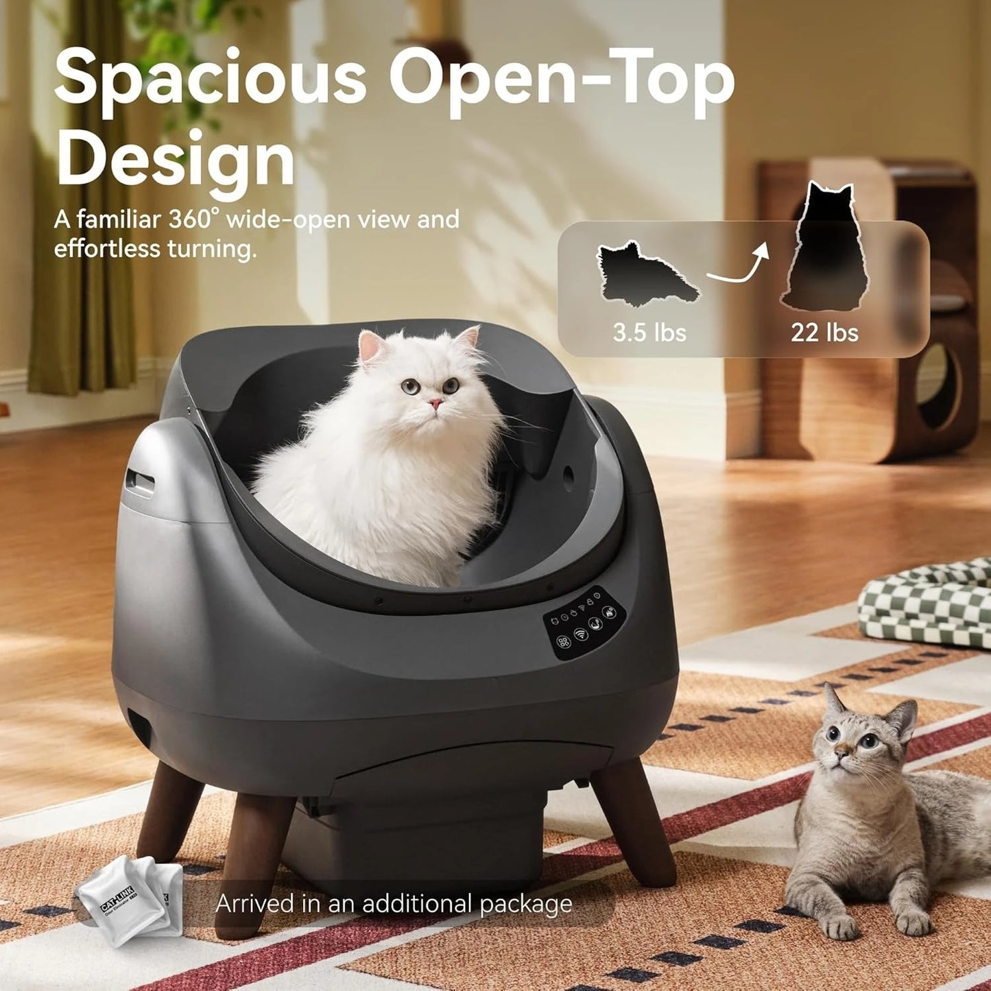 Self Cleaning Cat Litter Box, Open Top Automatic Litter Box, Safe Anti-Pinch, AI Waste Analysis Health Monitor for, Customized