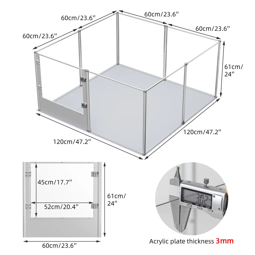 1Pc Large Acrylic Dog Playpen Cage Whelping Pen Box Indoor Enclosure Pet Clear Fence Puppy Playpen with Waterproof Fertility Pad