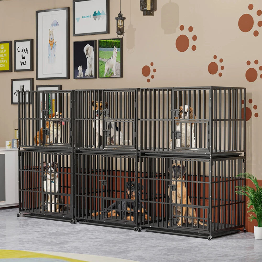 BORWARTH Large Dog Crate Stackable With Removable Tray