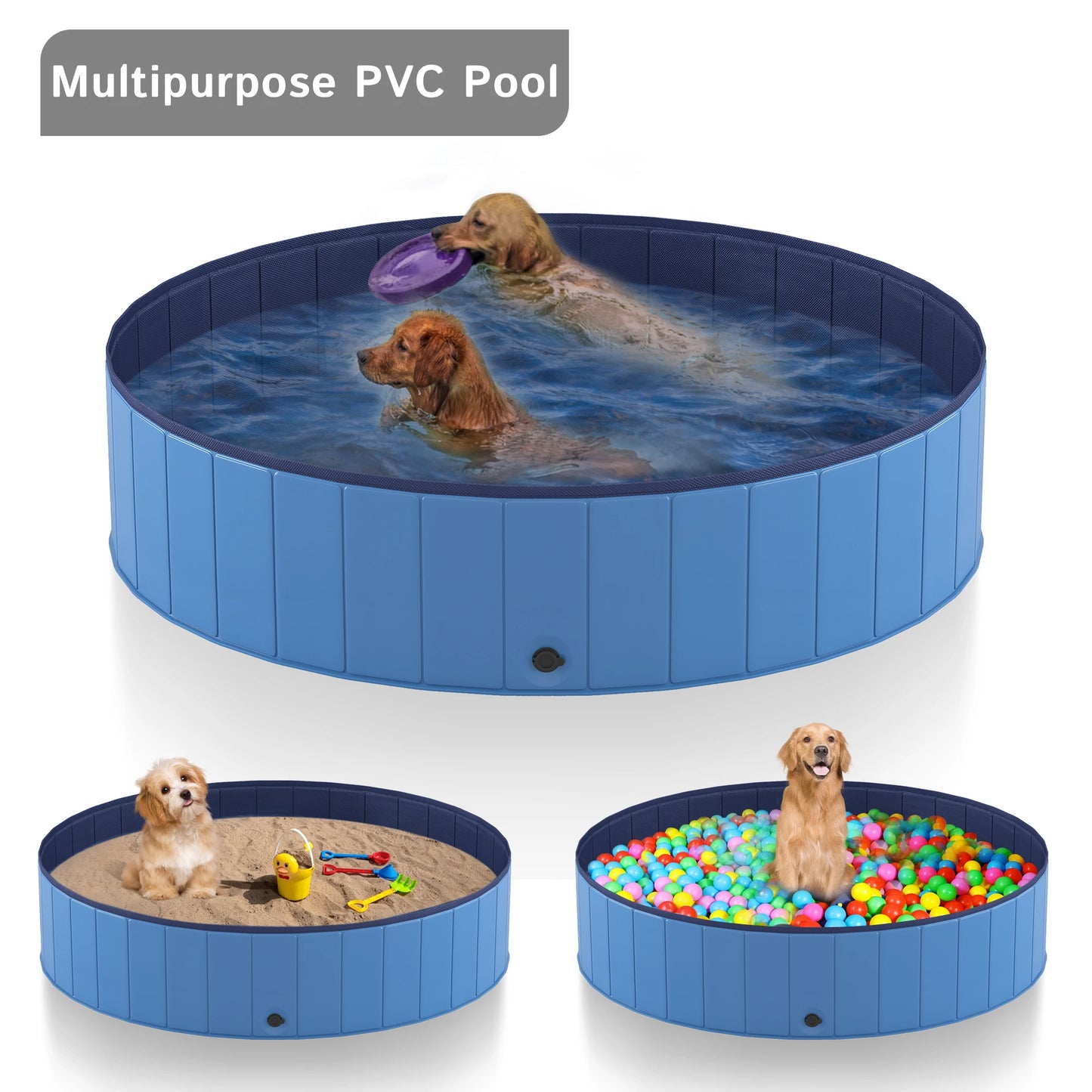Foldable Pet Pool With Anti Slip Hard Plastic Collapsible
