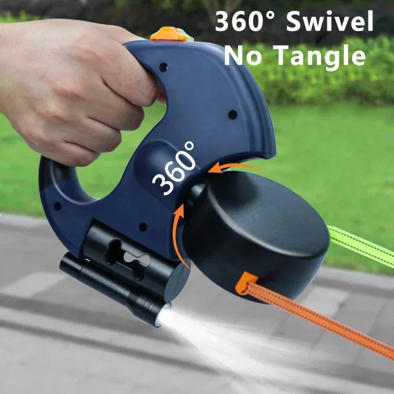 Dual Dog Leash With LED Light Retractable No Tangle Walkers