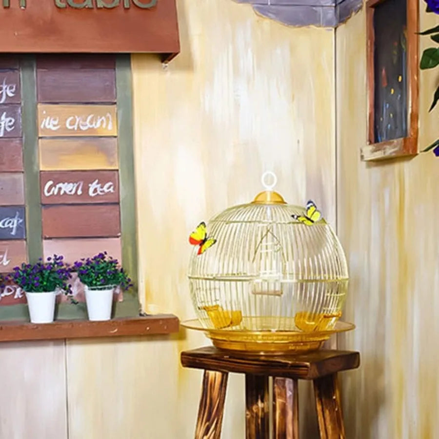 Bird Cage for Parakeets and Canaries Elegant Retro Golden Design Affordable Luxury Home Decor for Doves and Parrots Ideal for I