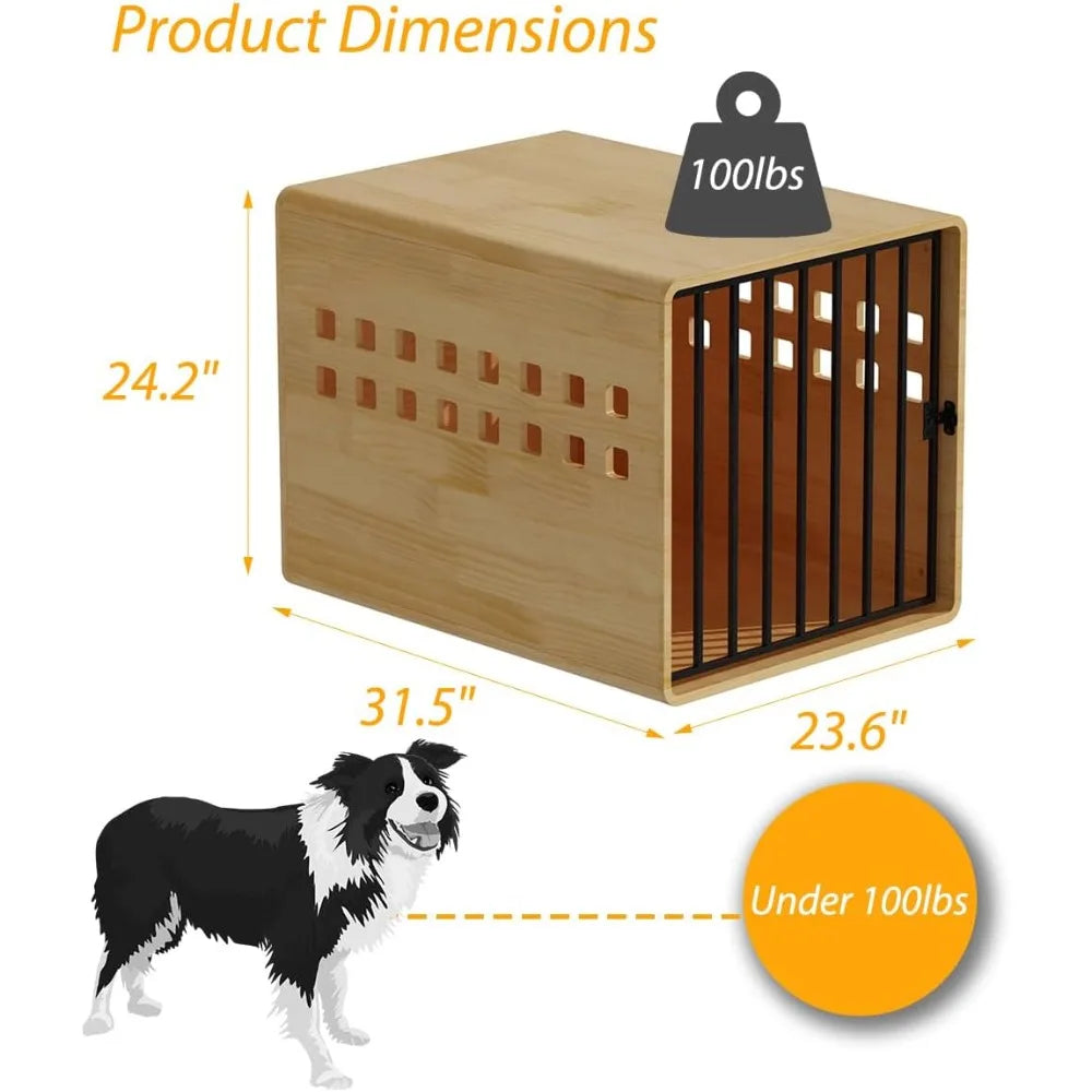 Furniture Dog Crate for Medium & Small, Solid Wood Puppy Crates for Small Indoor, Decorative Dog Kennel Indoor with Door