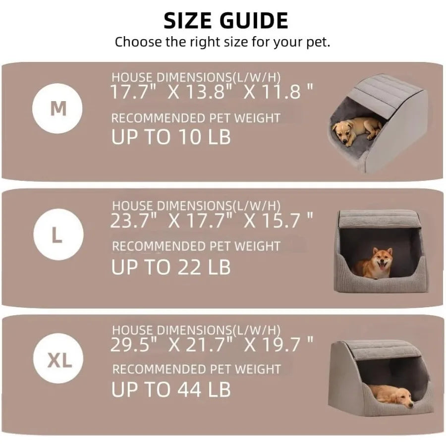 Extra Large Dog Bed House Cozy Dog House Indoor Memory Sponge Plush Dog Cave Bed Crate Cushion with NonSlip Bottom for Medium L