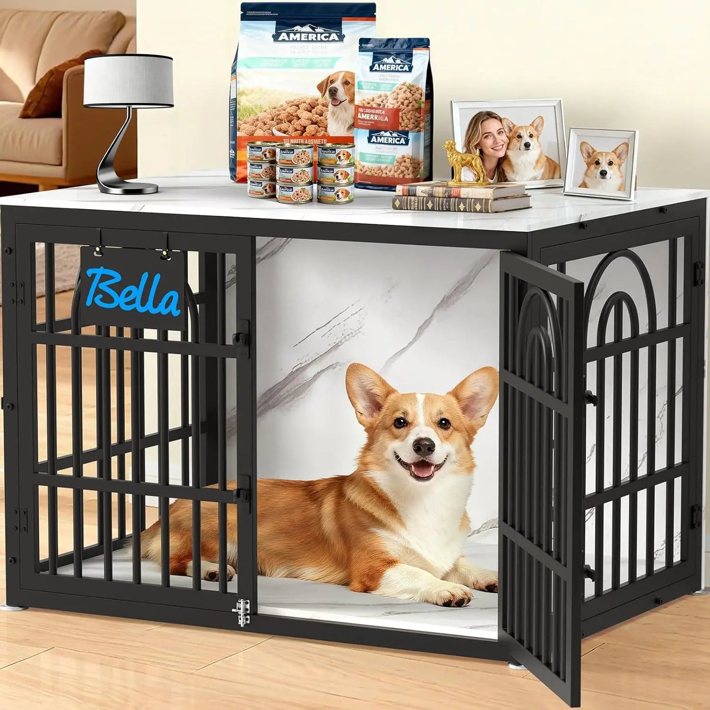 32" Dog Crate Furniture, Heavy Duty Dogs Crates, Doges Kennel Furniture Indoor for Small Dogs as TV Stand, Wooden Cage End Table