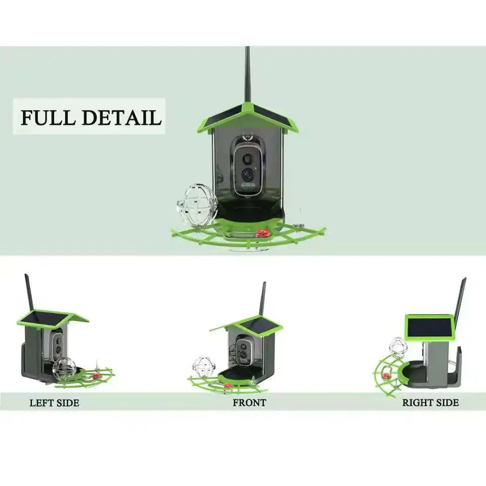 Bird Feeder Camera 4MP 2K HD Bird Video Capture WiFi Solar Powered Camera Battery with Solar Panel, Instant Alerts, Birdwatching