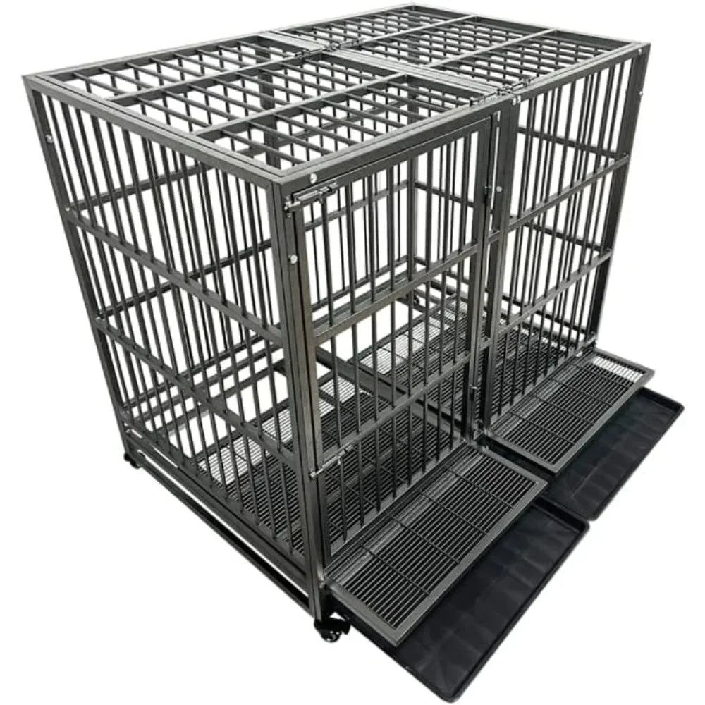 Heavy Duty Indestructible and Escape-Proof Dog Crate Cage Kennel for Large Dogs, High Anxiety Dog Crate