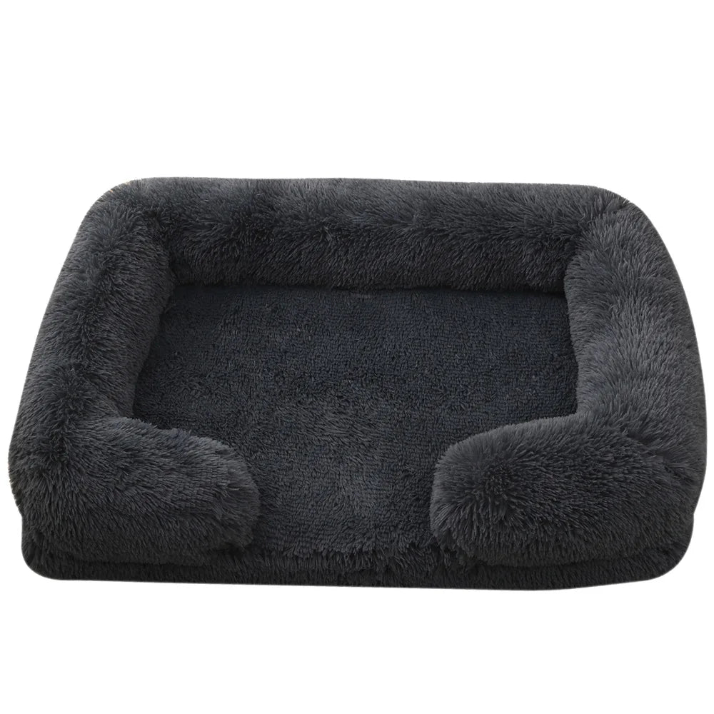 Half Surround Full Filling Medium Dog Bed Winter Warm Large Dog Sofa Soft Square Cat Bed Kennel Plush Puppy House Accessories