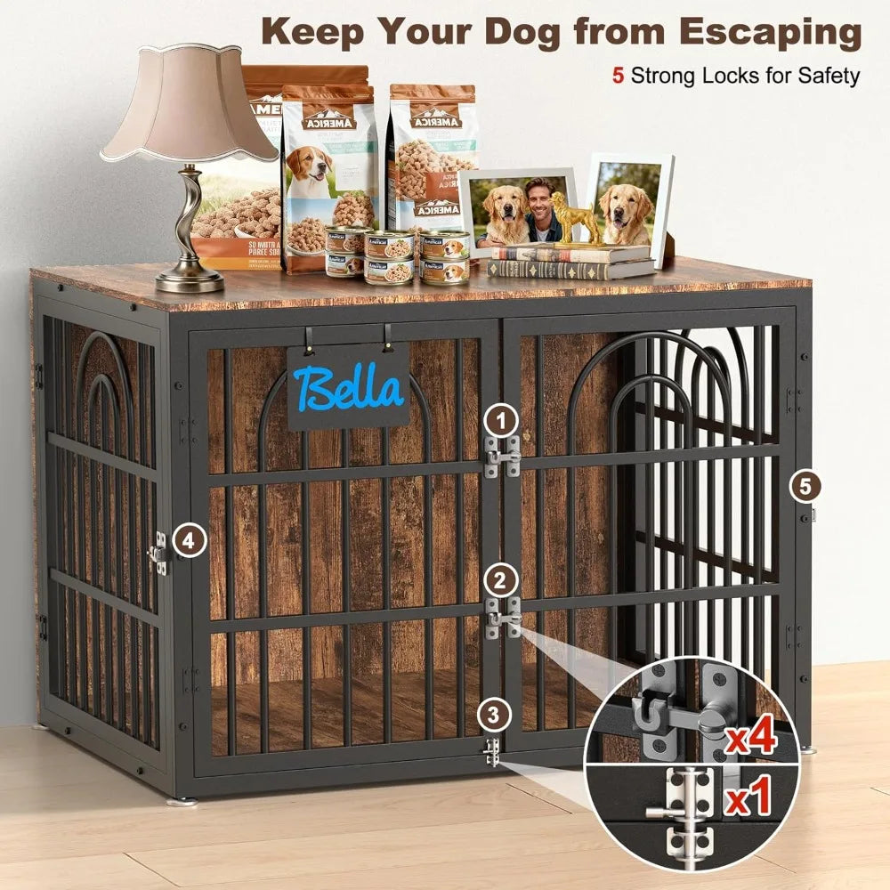 32" Dog Crate Furniture, Heavy Duty Dogs Crates, Doges Kennel Furniture Indoor for Small Dogs as TV Stand, Wooden Cage End Table